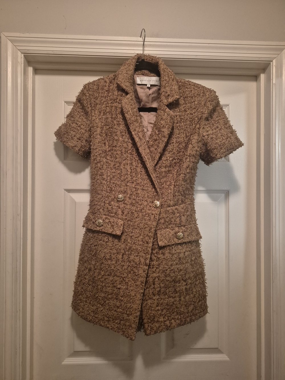 Endless Rose Brown Tweed Romper Sz S